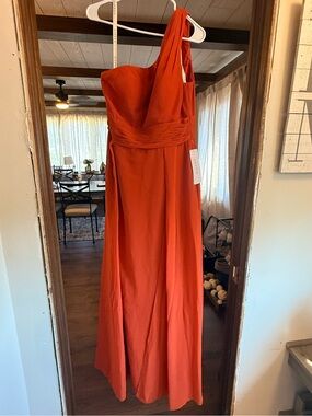 Azazie One-Shoulder Rust Orange